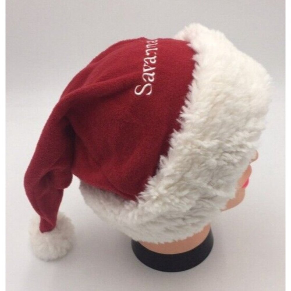 Pottery Barn Adult Santa Christmas Hat Red White Monogrammed Savannah Holiday